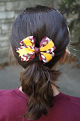 Maroon & Gold with Silver Foil Chevron Knotted Fluff Bow Barrette