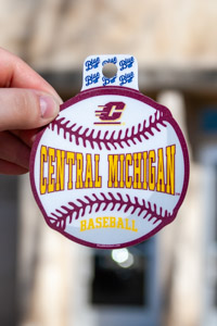 Central Michigan Baseball Action C Maroon & Gold Sticker