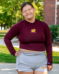 Action C Maroon Women's Crop Mock Neck Long Sleeve T-Shirt