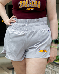 Central Michigan Chippewas Silver Women's High Waisted Shorts