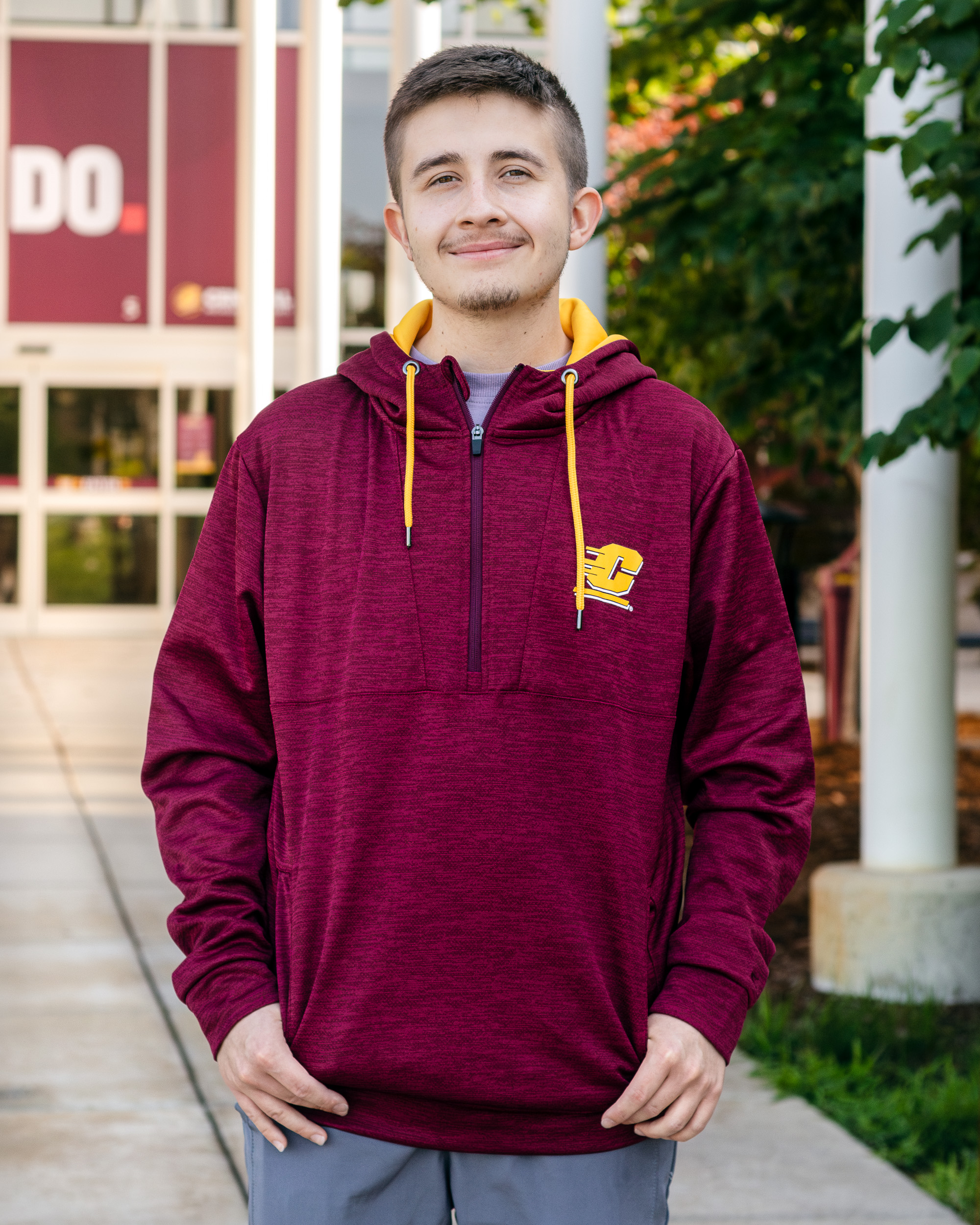 Action C Maroon Gold Zip Hoodie The CMU Bookstore