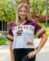 CMU Chippewas Action C White & Maroon Women's Crop Mesh Football Jersey