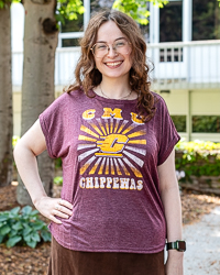 CMU Chippewas Action C Graphic Maroon Women's T-Shirt