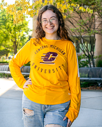 Central Michigan University Action C Gold & White Women's Long Sleeve T-Shirt