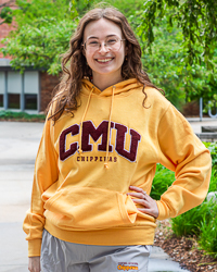 CMU Chippewas Chenille Patch Sunglow & Maroon Hoodie