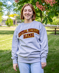 Central Michigan Alumni Chenille Patch Heather Gray Crewneck Sweatshirt