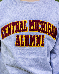Central Michigan Alumni Chenille Patch Heather Gray Crewneck Sweatshirt