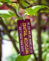 My Kid and My Money Go to Central Michigan Maroon Wooden Key Chain