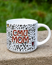 CMU Mom Action C Hearts Print White Ceramic Mug