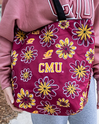 CMU Chippewas Reversible Black & Maroon CMU Daisy Print Tote Bag
