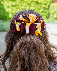 Maroon & Gold Gingham Layered Loops Hair Clip