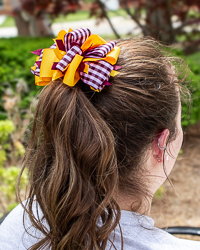 Maroon Gingham & Gold Layered Loops Hair Clip