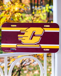 Big Action C Maroon & Gold Striped Vanity License Plate