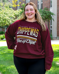 Central Michigan Chippewas Fire Up Chips! Maroon Graphic Crewneck Sweatshirt