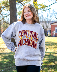 Central Michigan Chippewas Block Text Gray Pro-Weave® Crewneck Sweatshirt