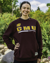 Action C CMU Block Letters Chippewas Maroon Crewneck Sweatshirt