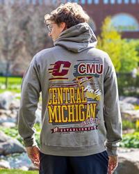 Action C Central Michigan University Chippewas Concrete Gray Graphic Hoodie
