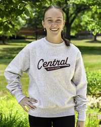 Central Michigan Vintage Tail Sweep Appliqué Reverse Weave® Gray Crewneck Sweatshirt
