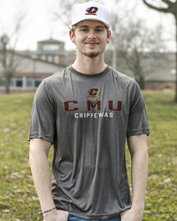 Action C CMU Block Letters Chippewas Charcoal Gray T-Shirt