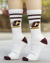 Action C Double Stripe White & Maroon Crew Socks