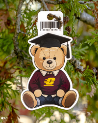 Sitting Graduation Teddy Bear with Action C Sweater Sticker