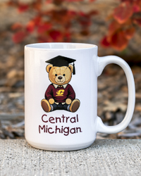 Central Michigan Graduation Teddy Bear White 15 oz. Grande Ceramic Mug
