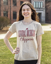 Action C Central Michigan Script Chippewa Women’s Oatmeal T-Shirt