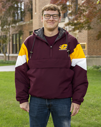 Action C Maroon, Gold, and White ½ Zip Puffer Jacket