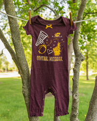 Action C Central Michigan Football Hearts Graphic Maroon Romper
