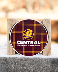 Action C Central Michigan University Tartan Round Stone Coasters (4 pc.)