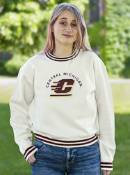 Central Michigan Action C Women’s White & Maroon Reverse Weave® Crop Crewneck Sweatshirt