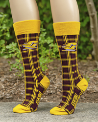 Action C Central Michigan University Tartan Maroon & Gold Mid-Calf Socks