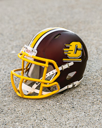 Action C Maroon, Gold, and White Striped Mini Football Helmet